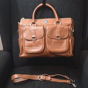 Dooney & Bourke Tan Brown Leather Double Pocket Tote
